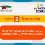 SAGRADA FAMILIA RETROCEDERÁ A PASO 2 A PARTIR DEL JUEVES